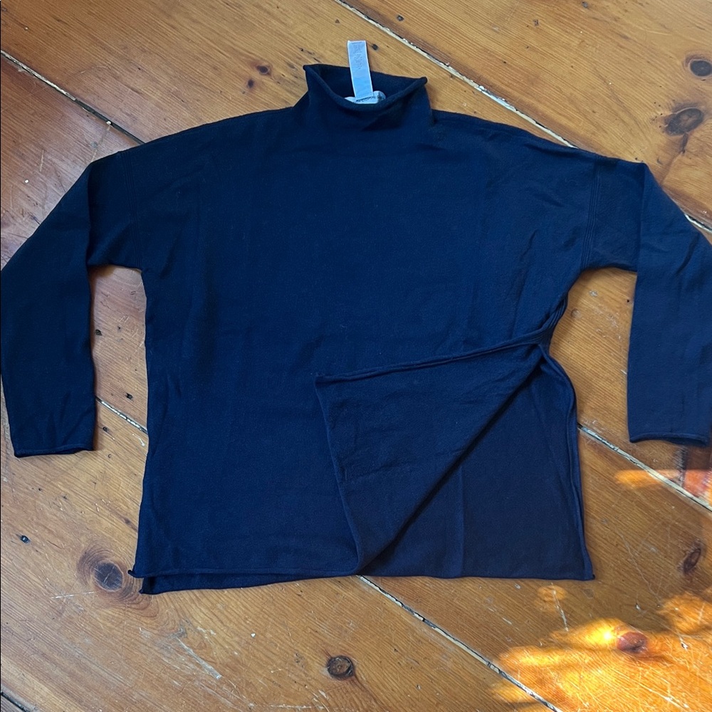 French Connection Navy Turtleneck split hem Sweater